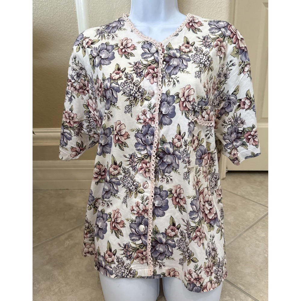 VTG Kathryn Floral Shorts Sz LTop Cotton Women's Pajama Set Large Loungewear